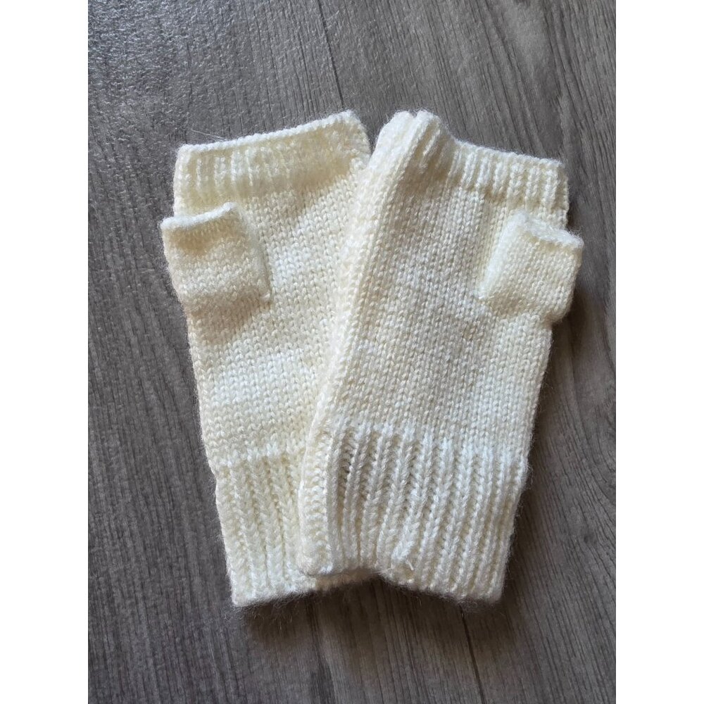 Loft Womens Knit Fingerless Gloves Cream New